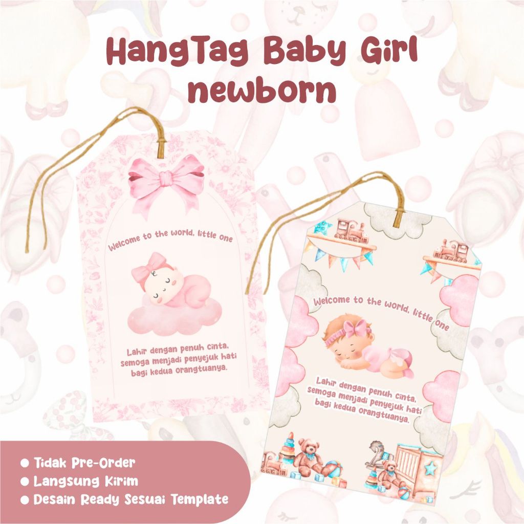 Hangtag Newborn Baby Girl / Tag Souvenir Baby