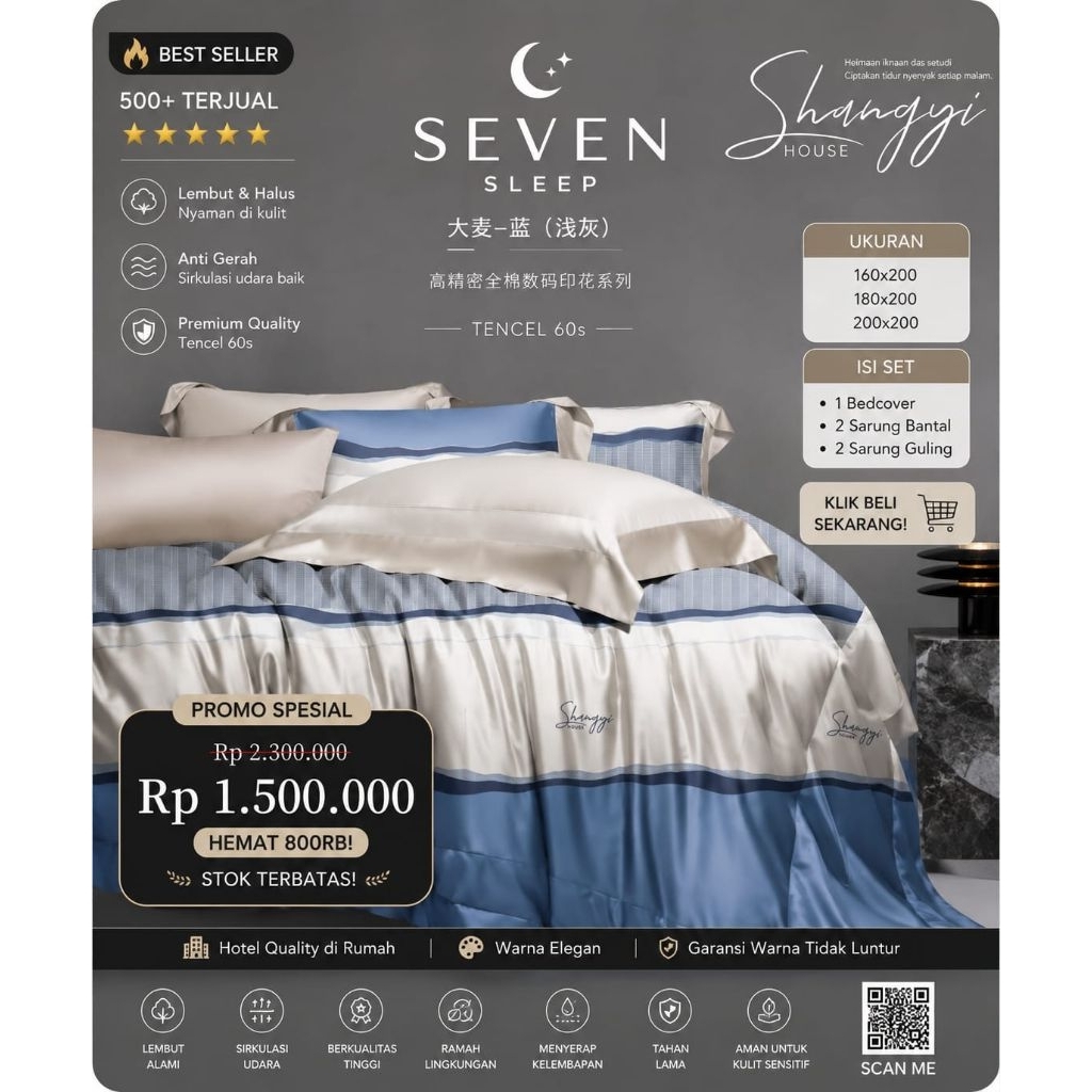 Motif BARU  -  Bedcover Set Double Bed (Ready Stock/Chat Ukuran Kasur) Tencel 60s - Ukuran 160x200 T