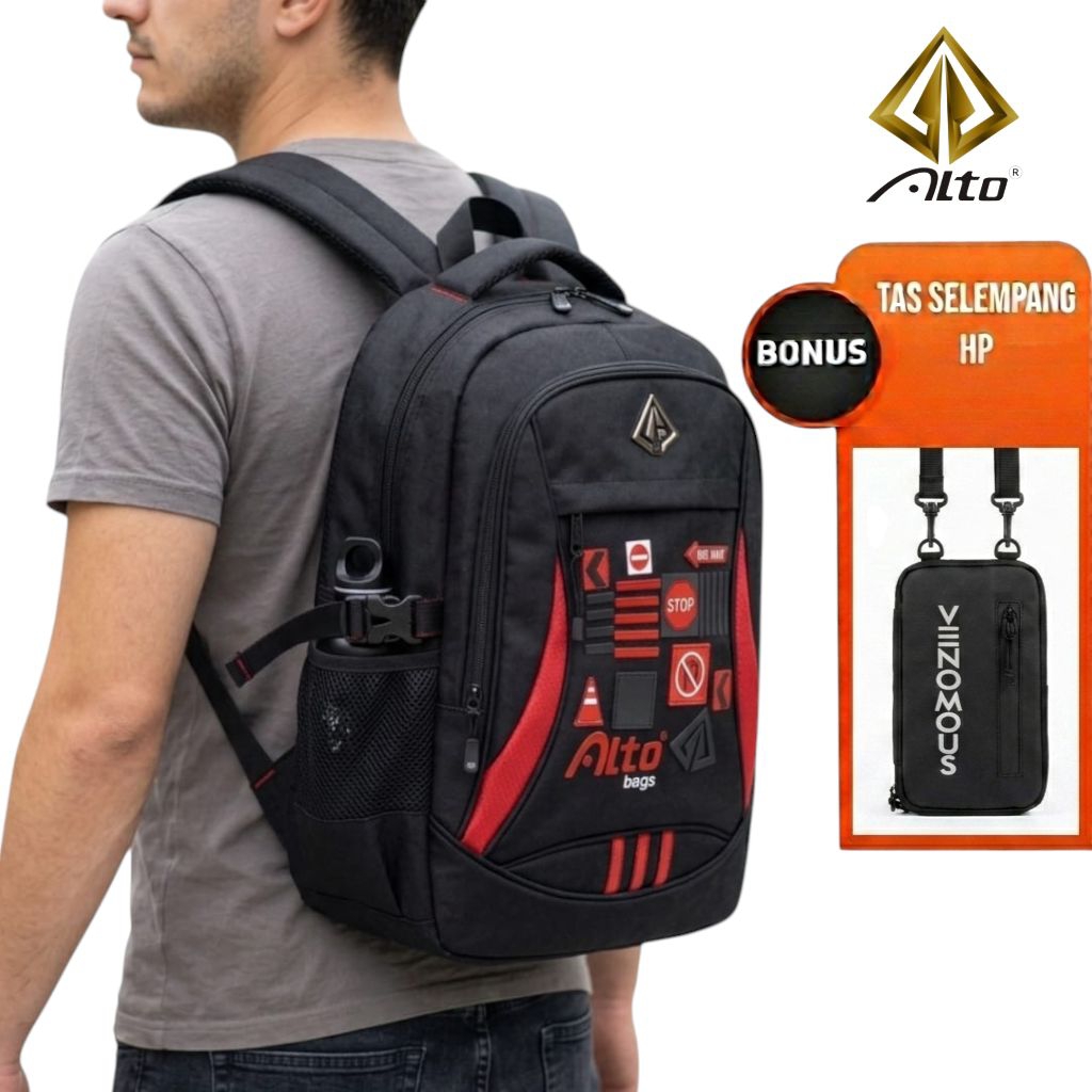 Buy 1 Get Free Tas Ransel Alto Original Bonus Tas Hp Backpack Sekolah SD SMP Sma Pria Wanita Laki-la
