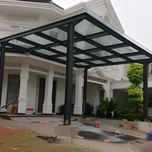 Kanopi Kaca Tempered Carport & Void - Kaca 8 mm / 10 mm / 12 mm Premium