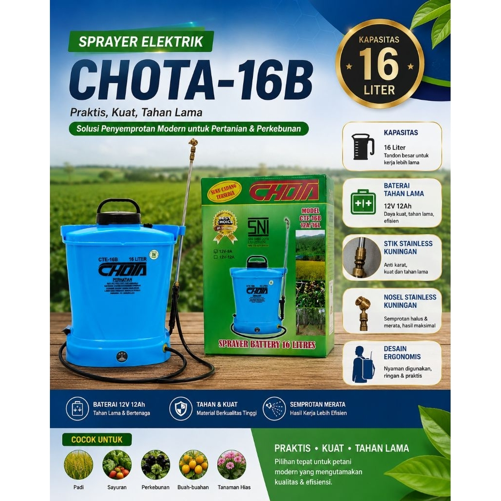 Sprayer Elektrik Chota 12v12Ah / Tanki Elektrik / Chota Biru