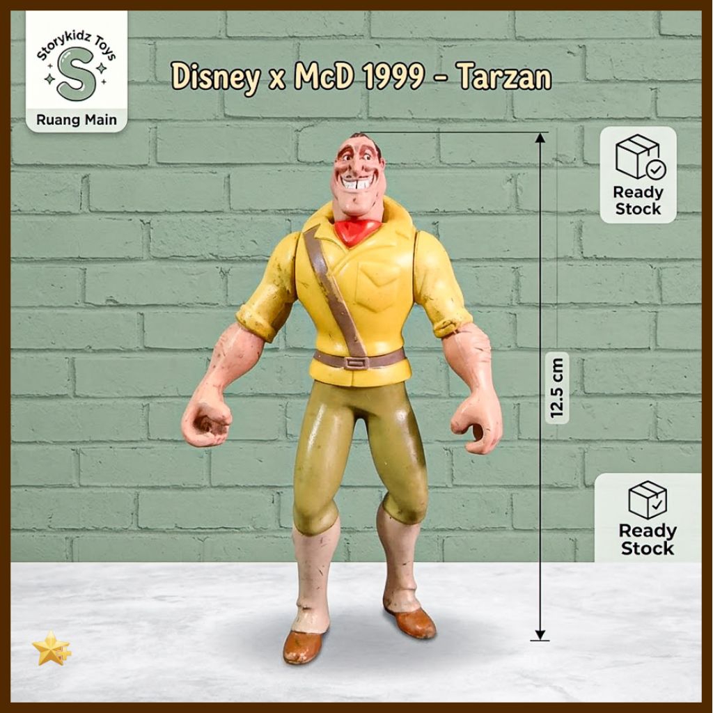 Mainan Jadul Disney McD 1999 Tarzan Clayton Action Figure Vintage McDonalds Happy Meal Toys