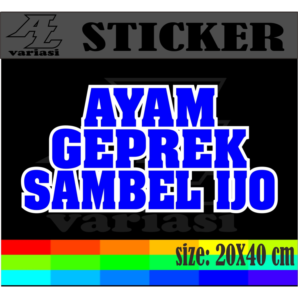 CUTTING STIEKR TEMPELAN NAMA JUALAN AYAM GEPREK SAMBEL IJO DENGAN UKURAN 20X40 CM MODEK DOBEL WARNA