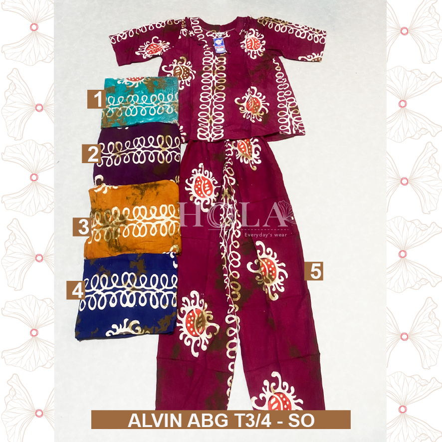 HOLA_FASH | A- Setelan CP ALVIN ABG Lengan 3/4 Batik, Setcel batik, setelan rumahan, setelan santai,