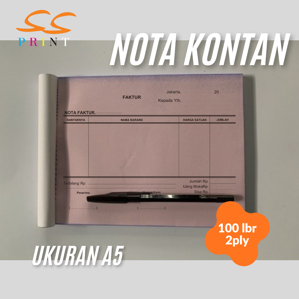 Buku Nota Kontan Ukuran A5 100 Lbr 2ply Kertas Pink Dengan Kertas Faktur