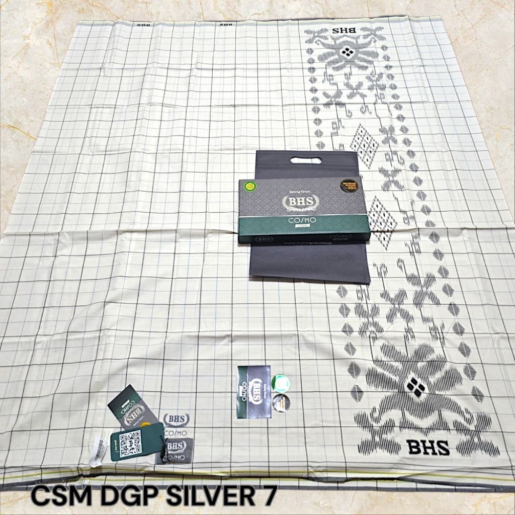 Sarung BHS Cosmo GOLD LTD, PRB (motif Kotak-kotak lawas) DGP SILVER, putih Polos, Hitam Polos