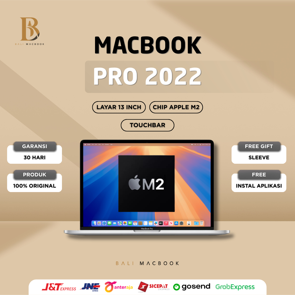 Macbook Pro Retina 13 inch 2022 M2 | Touchbar | Ram 8GB - 16GB | Ssd 256GB 512GB Second ORIGINAL
