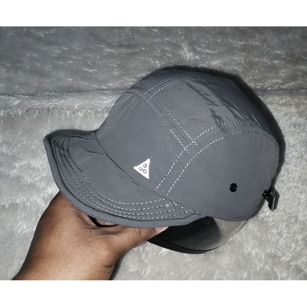 Topi 5 panel Bahan Outdoor Visor Lemes Warna Abu Second