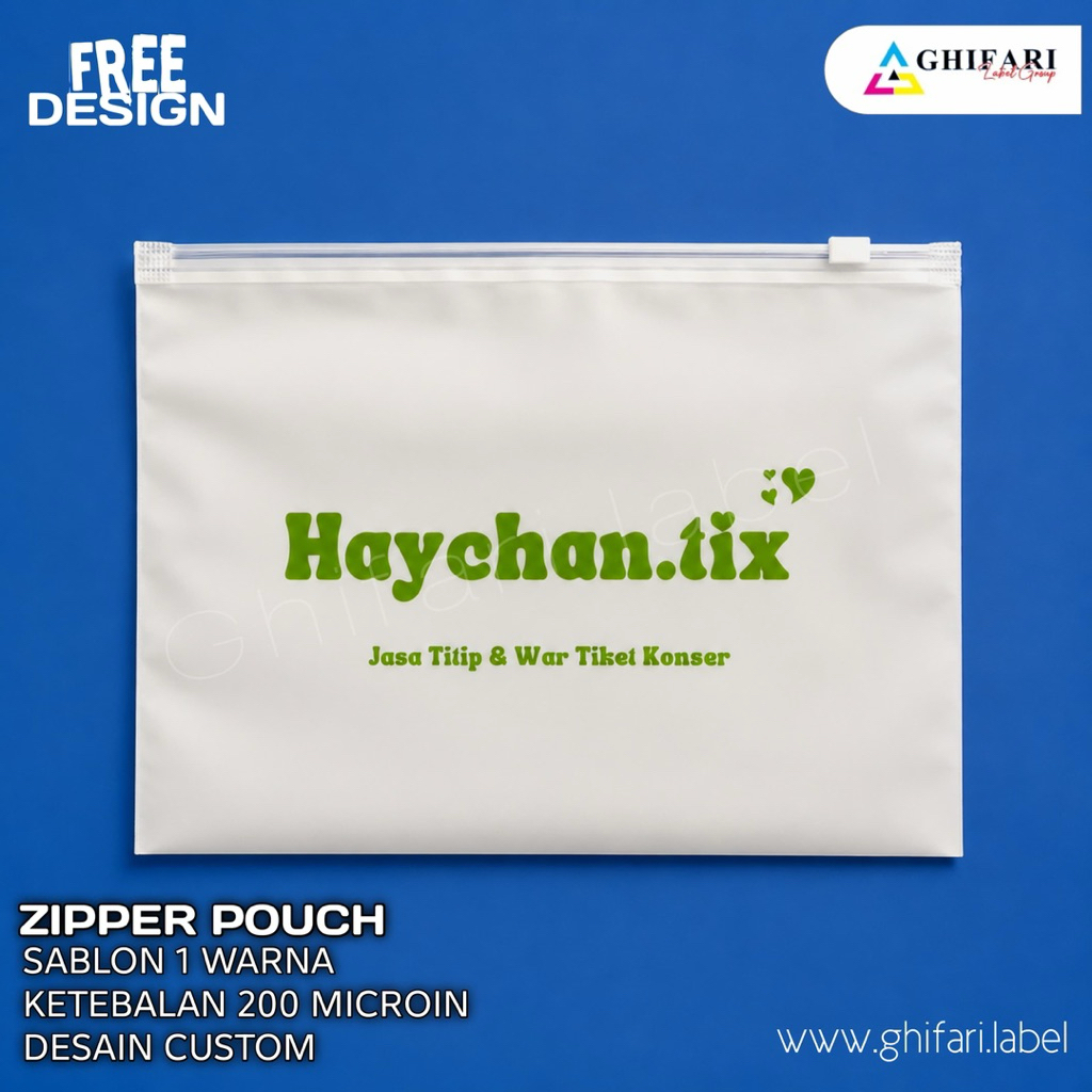 Zipper Bag Custom Logo 50pcs | Kantong Plastik Zipper Hijab Baju Mukena | Zipper Pouch Murah 50pcs Z