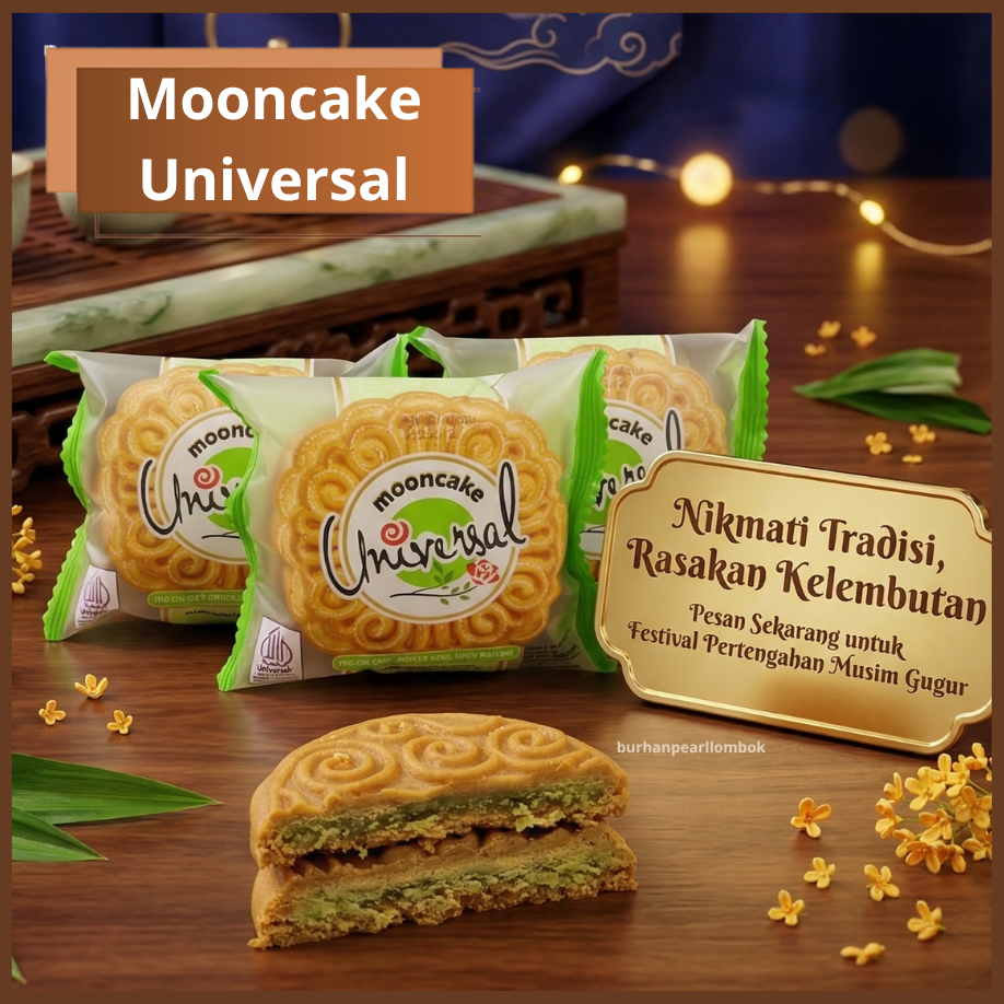 Universal Mooncake / Kue Bulan Halal - Satuan Isi Kacang Hijau