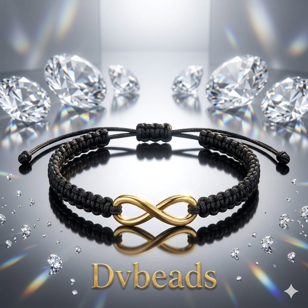 Dvbeads Gelang Tali Infinity Premium Hitam Emas Bracelet Aesthetic Korea Luxury Pria dan Wanita Akse