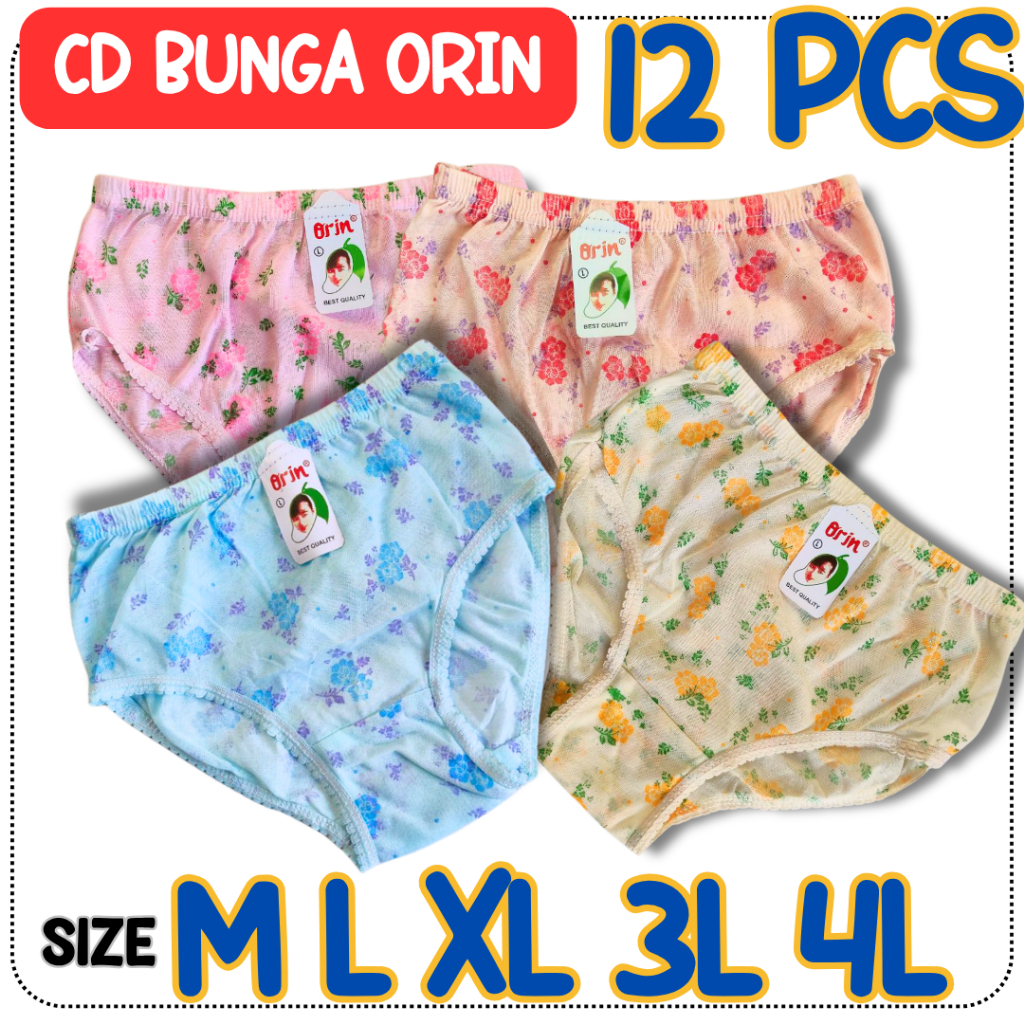 12 PCS CD Bunga Orin Celana Dalam Anak Remaja Dewasa Wanita