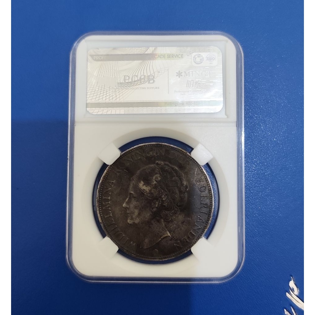 Koin Perak Kuno Belanda 2½ Gulden Wilhelmina Tahun 1930 + wadah PCCB