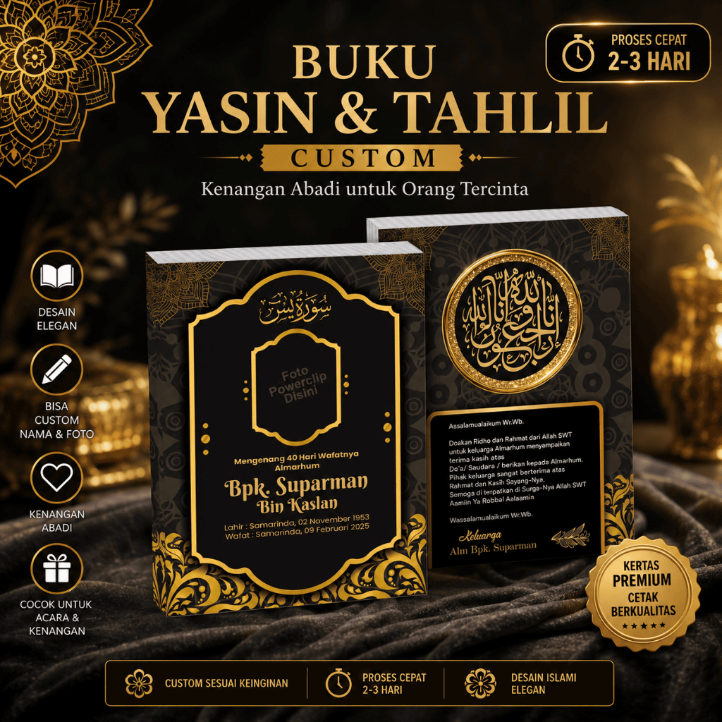 Yasin dan Tahlil Custom 128 Hal Lengkap Cetak Foto Almarhum Souvenir Pengajian