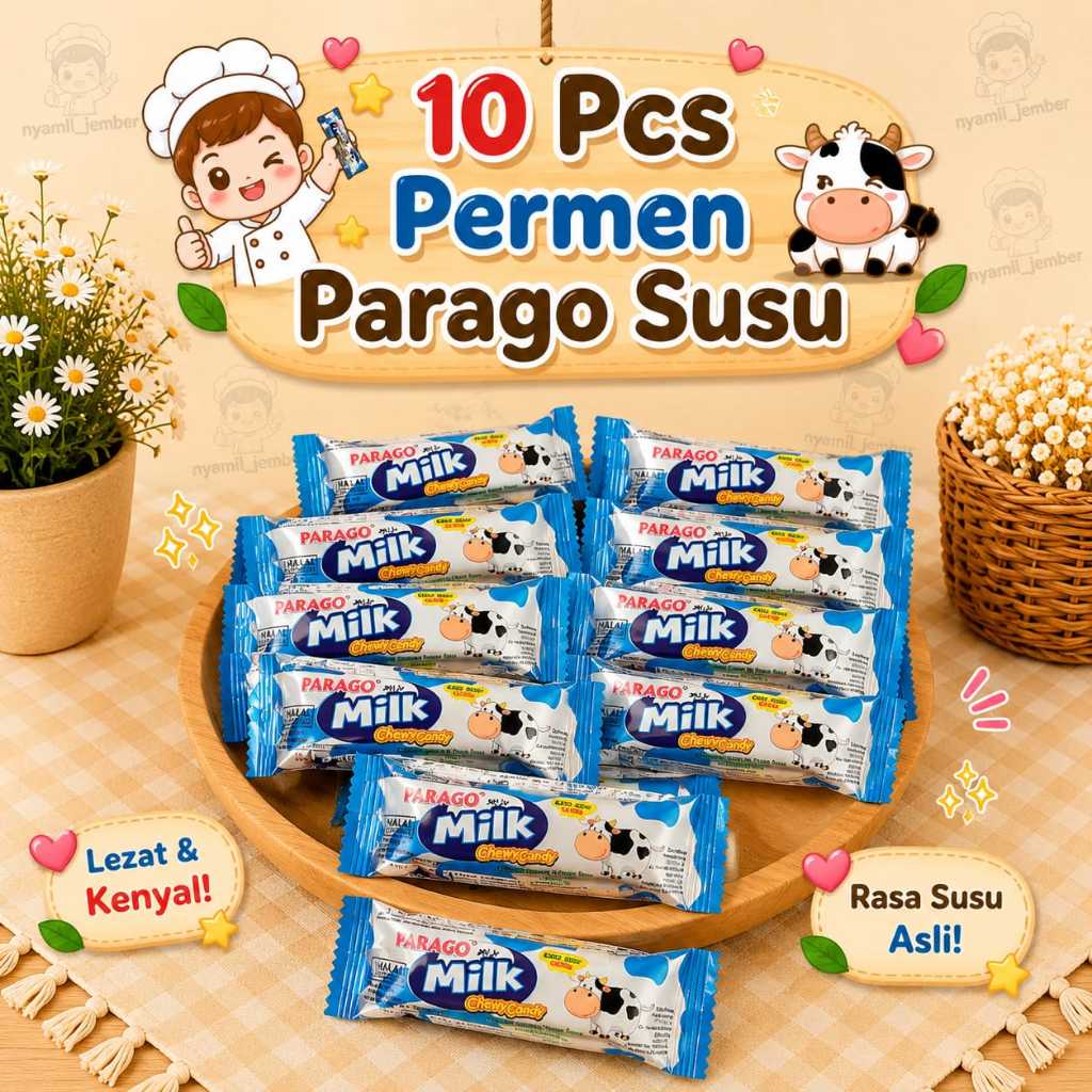 (10 PCS) Parago Chewy Candy Permen Lunak Susu - PERMEN PARAGO MILK SUSU RASA SUSU