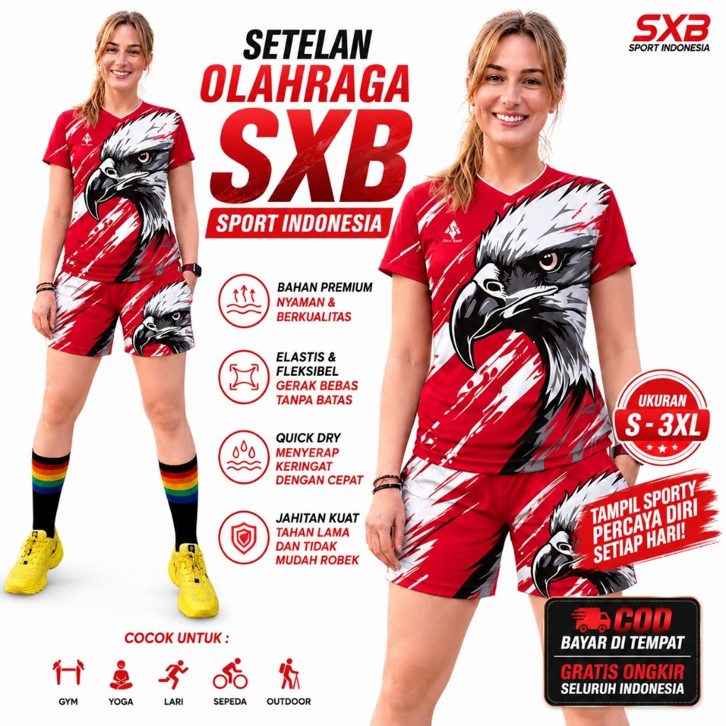SEETELAN OLAHRAGA WANITA SXB SPORT SPECIAL MERAH PUTIH