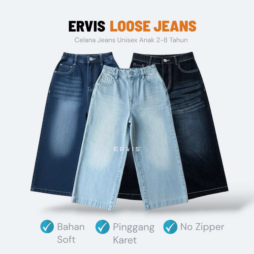 Loose Pants - Celana Loose Jeans Skena Anak laki-laki dan perempuan Unisex  usia 2 - 9 Tahun