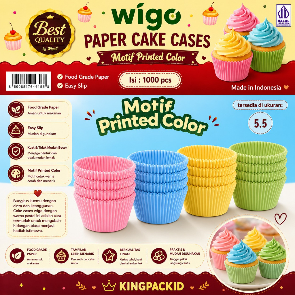 Cup Cake Wigo Warna Cantik Banyak Ukuran / Alas Roti Bulat Warna / Cake Bakery Cases