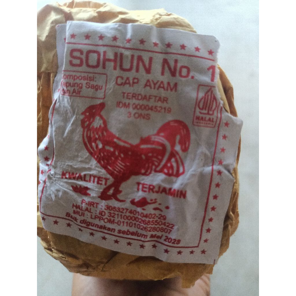Mie Soun Sohun Cap Ayam - Mie Lasa untuk Soto, Kemasan Kertas Pasta