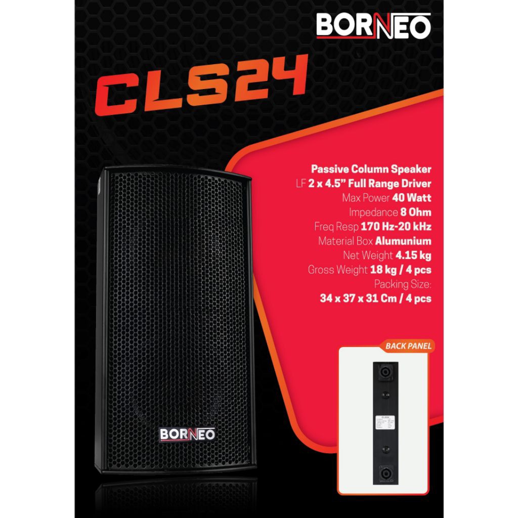 Speaker Column Pasif 4 inch Borneo CLS24 Original Speaker Pasif 4 inch Borneo CLS24 Speaker Column