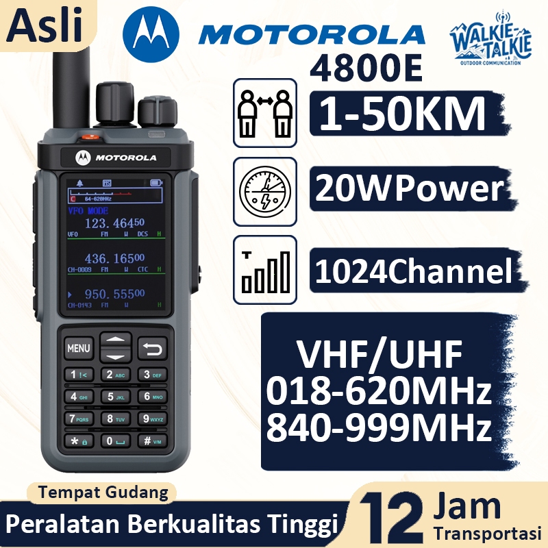 HT Motorola DP4800E Walkie Talkie Jarak Jauh 30KM 20W Tri Band Two Way Radio Copy Frequency 8800mAh 