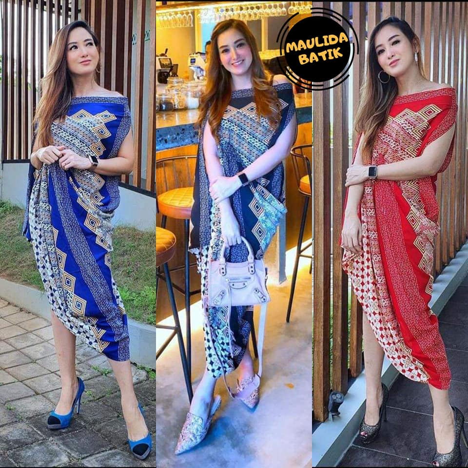Kaftan Sabrina Dress Batik Kaftan Paris Ori Solo MOTIF WAJIK / Sabrina Kombinasi Dress Batik Paris O