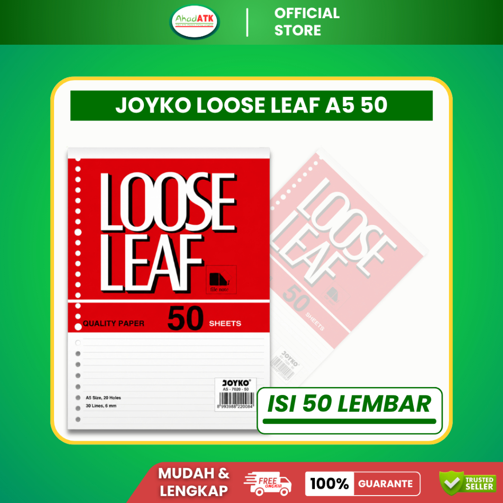 Kertas Binder A5 50 Lembar Joyko - Karton Tebal, Warna Putih, Ukuran A5