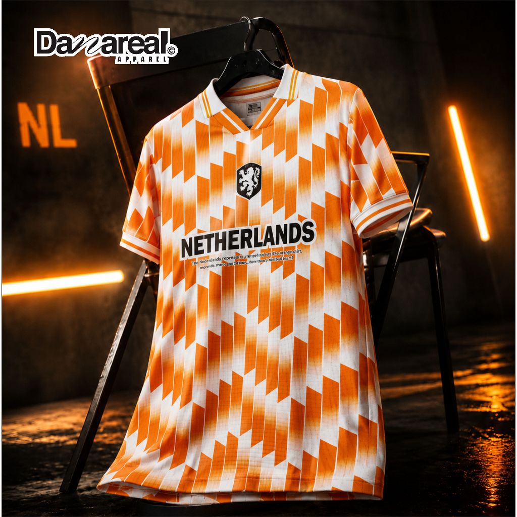 Jersey Retro Fantasy Belanda Classic Vintage / Jersey Belanda Berkerah Premium