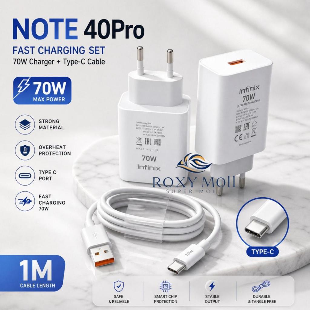 Charger 70W U700XEA Type C Copotan Kompatibel Infinix Note 40 Pro Super Fast Charging U700XEA (SMOLL