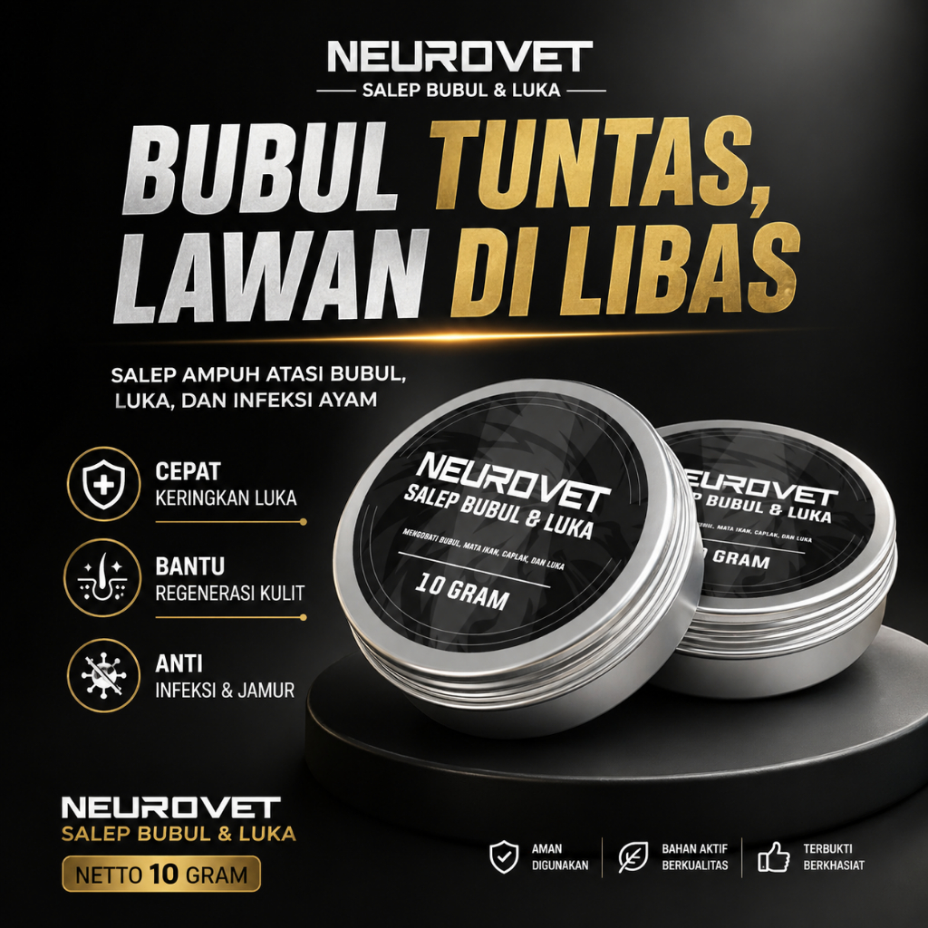 NEUROVET OBAT AYAM SALEP BUBUL CAPLAK KUTIL CACAR INFEKSI KULIT AYAM ADUAN