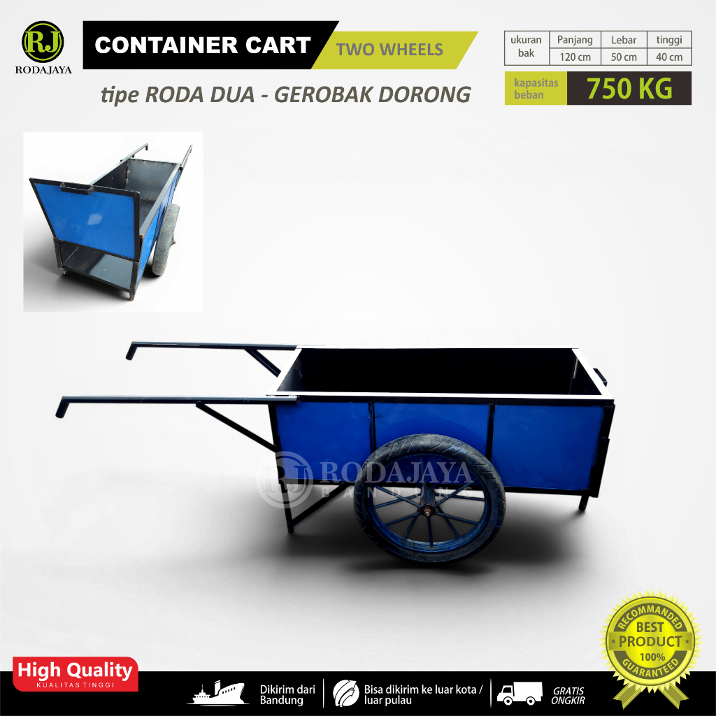 gerobak kontainer  RODA DUA / Gerobak Pasir / gerobak sampah / alat angkut proyek bangunan / gerobak
