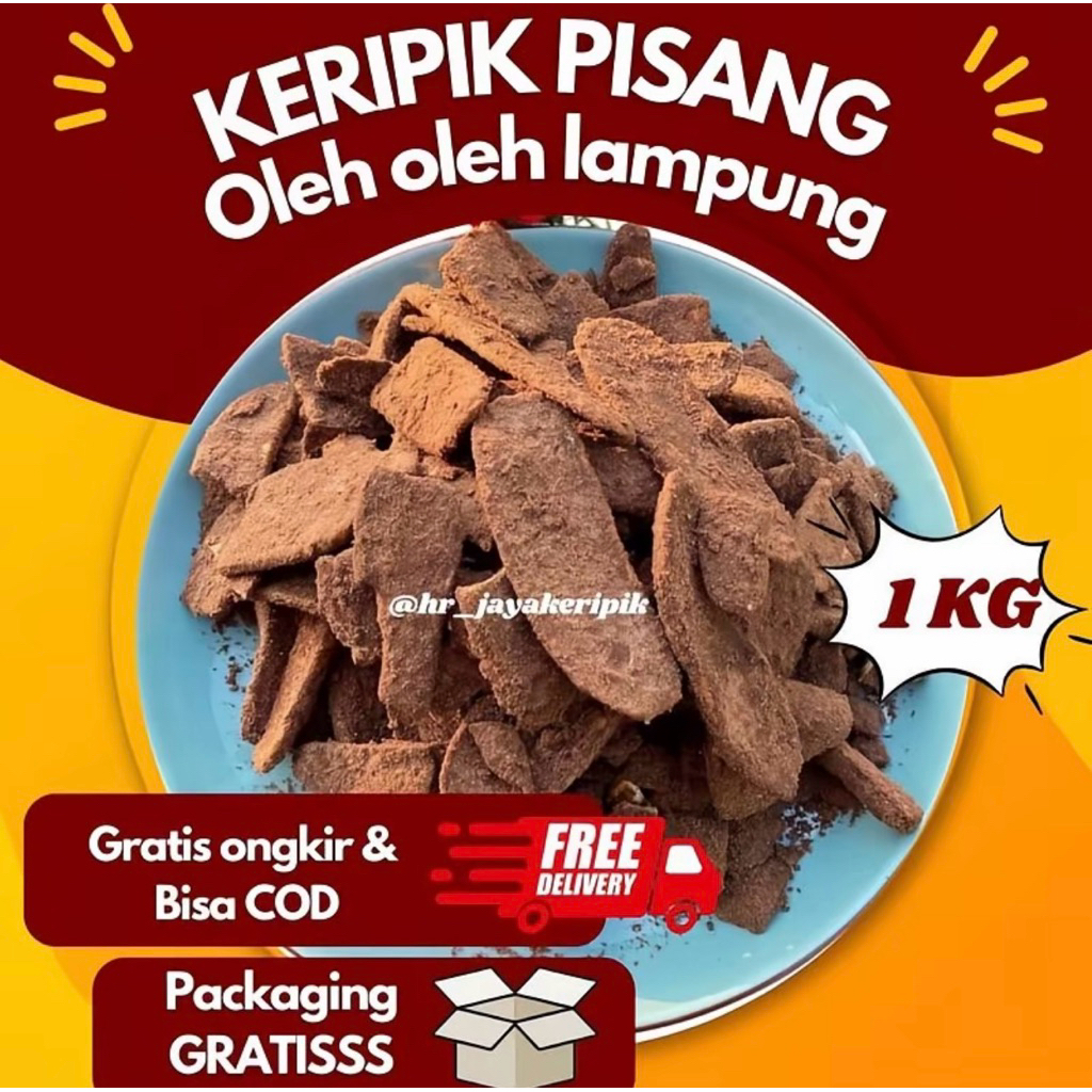 PROMO 1 kg Keripik pisang Lampung coklat & aneka rasa (panjang)