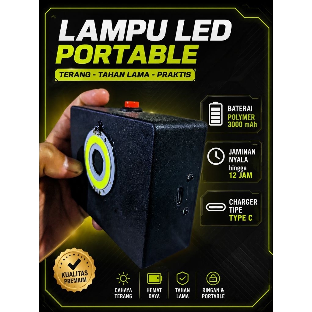 Lampu COB emergency DIY 3000 mAh
