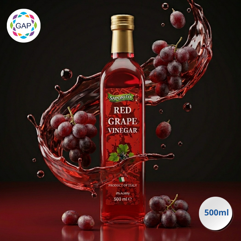 Saporito Red Grape Vinegar 500ml - Cuka Anggur Merah Premium Import Italia