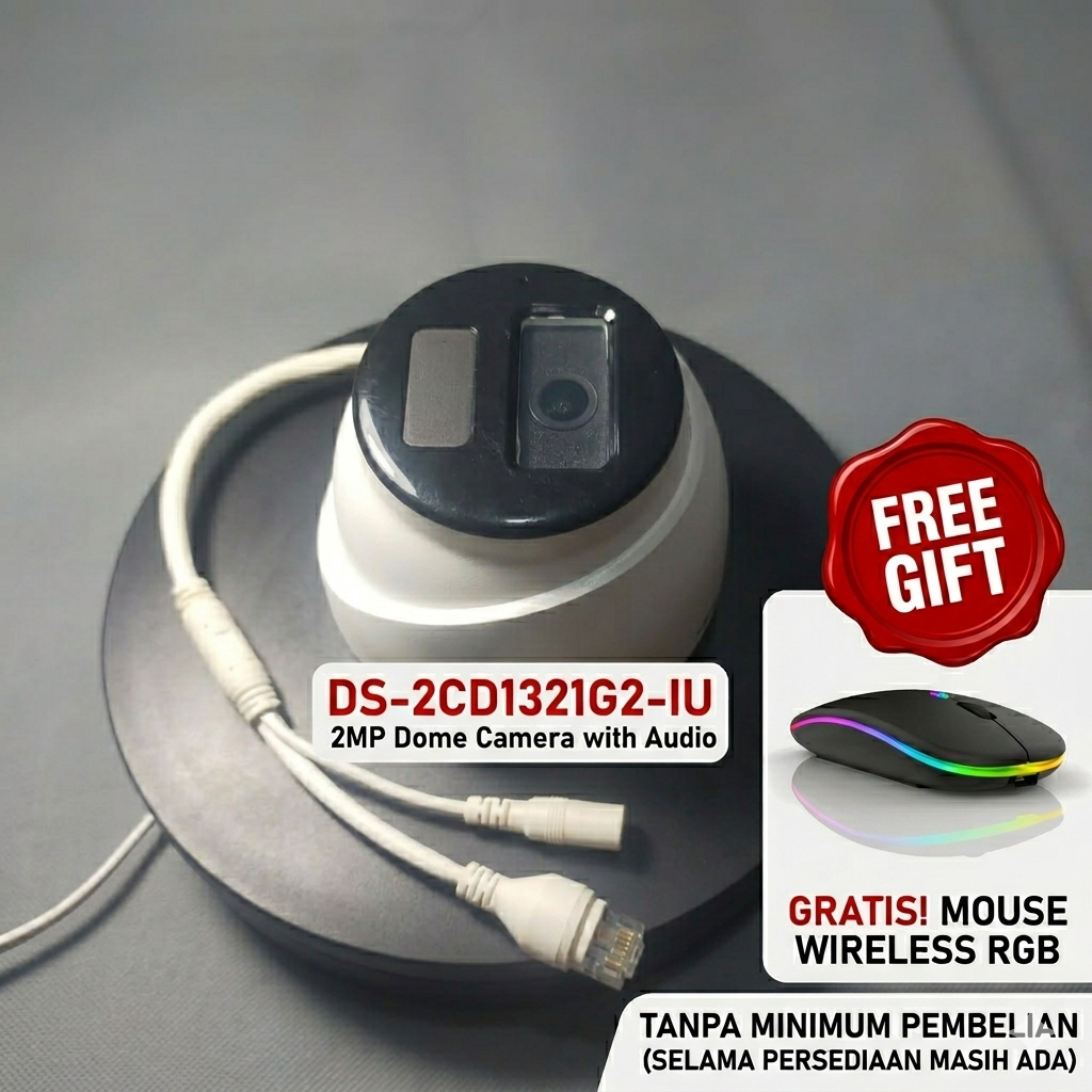 [SECOND] Hikvision DS-2CD1321G2-IU 2MP IP Camera Dome Audio PoE - Bekas Berkualitas (tanpa bracket) 