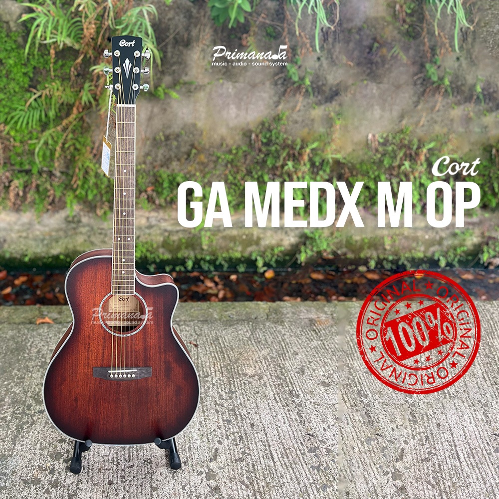 Cort GA MEDX M OP Gitar Akustik Elektrik Original GAMEDXM Guitar Acoustic Full Mahogany