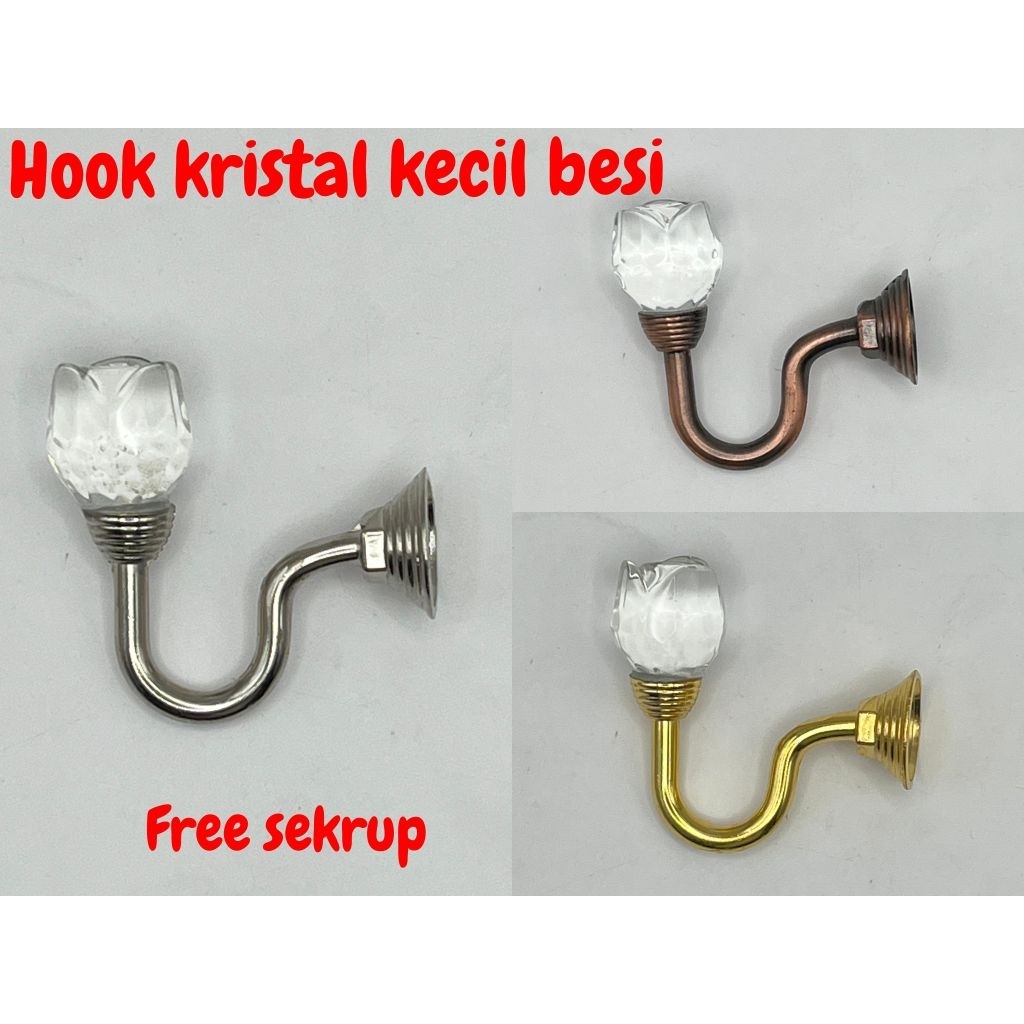 Hook / pengait tali gorden cantolan gorden MODEL KRISTAL KECIL BESI