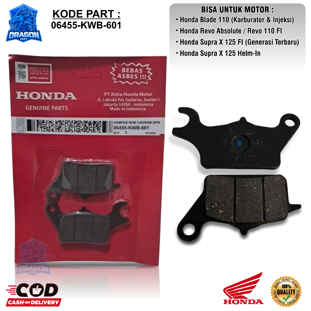 DISPAD DISC PAD KAMPAS REM DEPAN BLADE REVO ABSOLUTE SUPRA X 125 F1