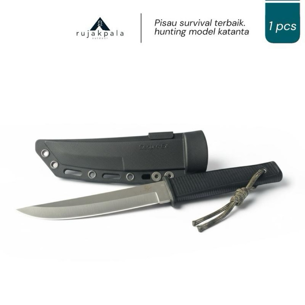 KNIFEZER Pisau Self Defense Knife Survival Tool ColdSteel Straight - 17T - Black rujakpala