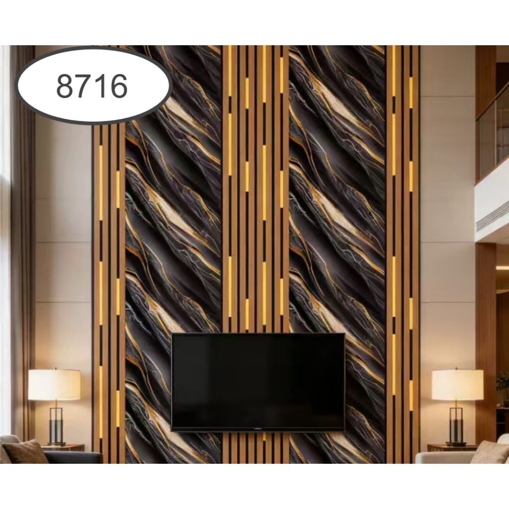 WALLPAPER/STICKER DINDING MOTIF MARMER LIGHTING COKLAT (8716)