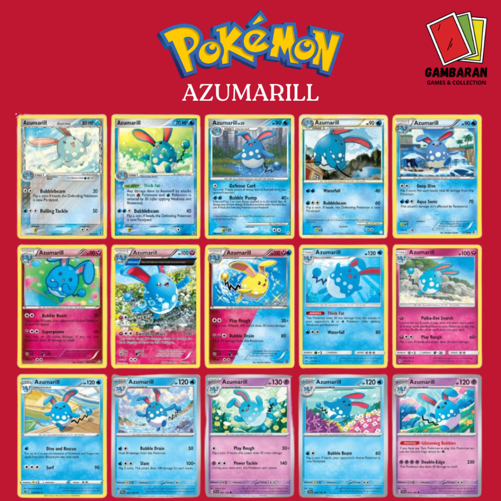 Azumarill SV2P SV8s AS3b SCR Kartu Pokemon English Indonesia TCG