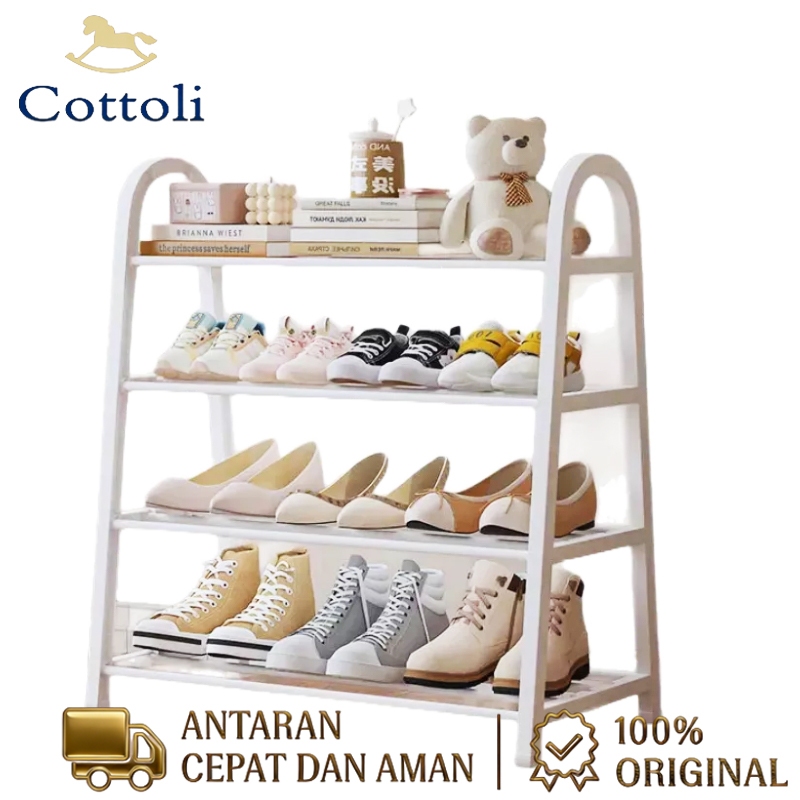 Cottoli Rak Sepatu Stainless Steel Portable Rak Sepatu Sandal 5 Susun Minimalis