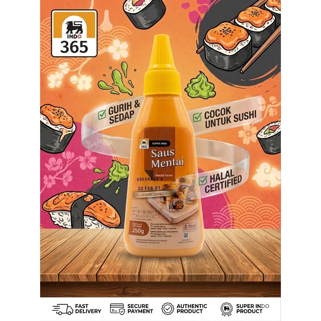 [365 SUPER INDO] 365 SAUS MENTAI SAUCE BOTOL 250gram