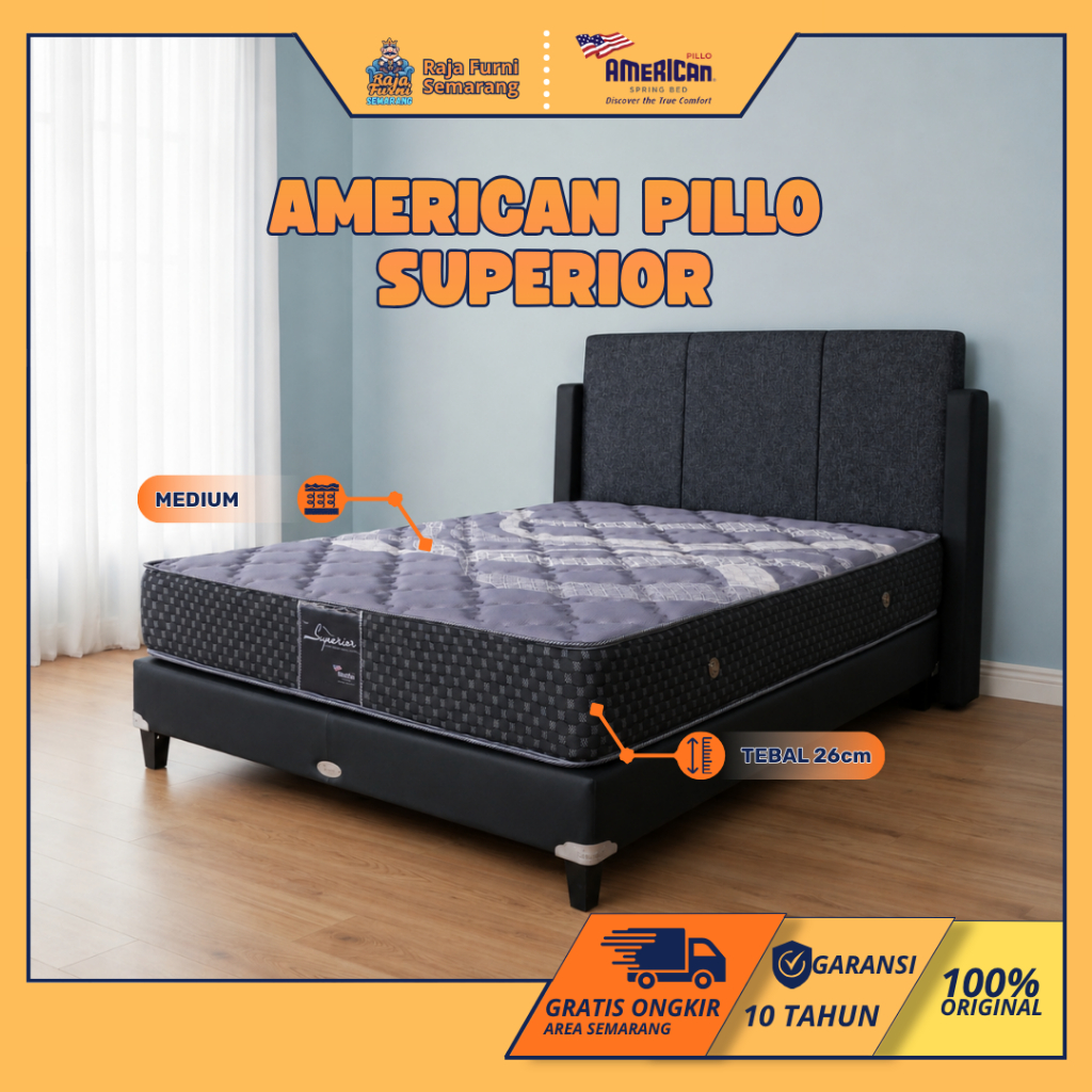 Kasur Springbed American Pillo Superior Fullset Matras Garansi Resmi Semarang