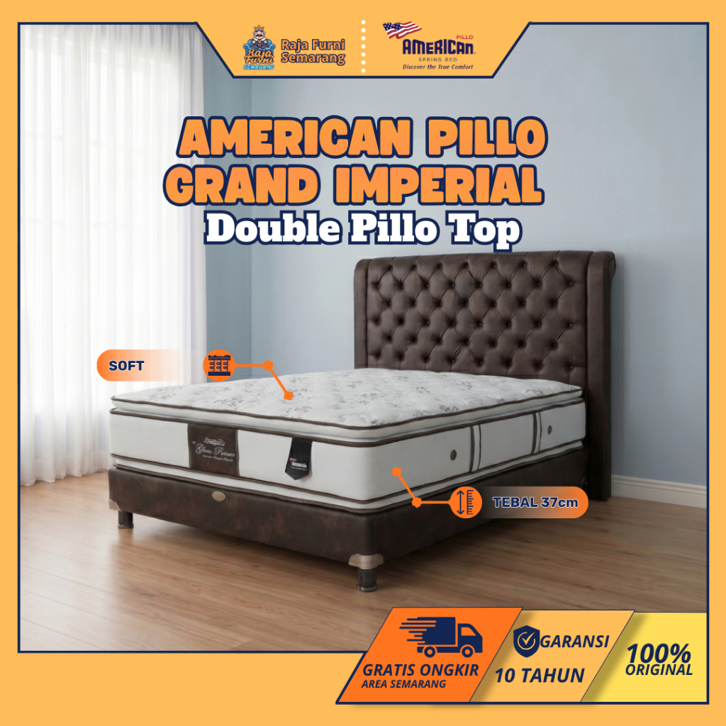 American Pillo Grand Imperial Pillo Top Springbed Semarang Kasur Spring Bed 31cm Matras Mewah Garans