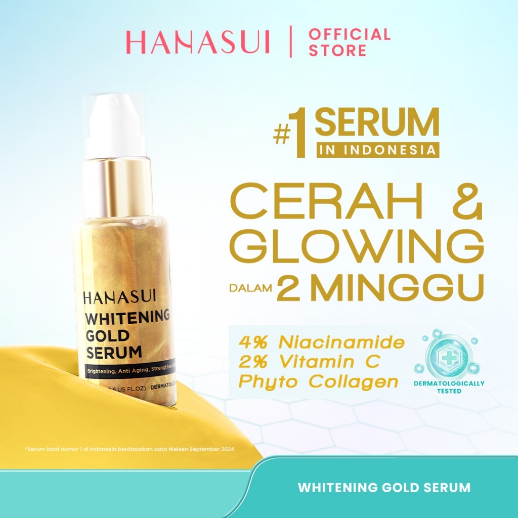 RC1 | Hanasui Whitening Gold Serum - Cerah & Glowing Kurangi Bintik Hitam & Lawan Tanda Penuaan 4% N