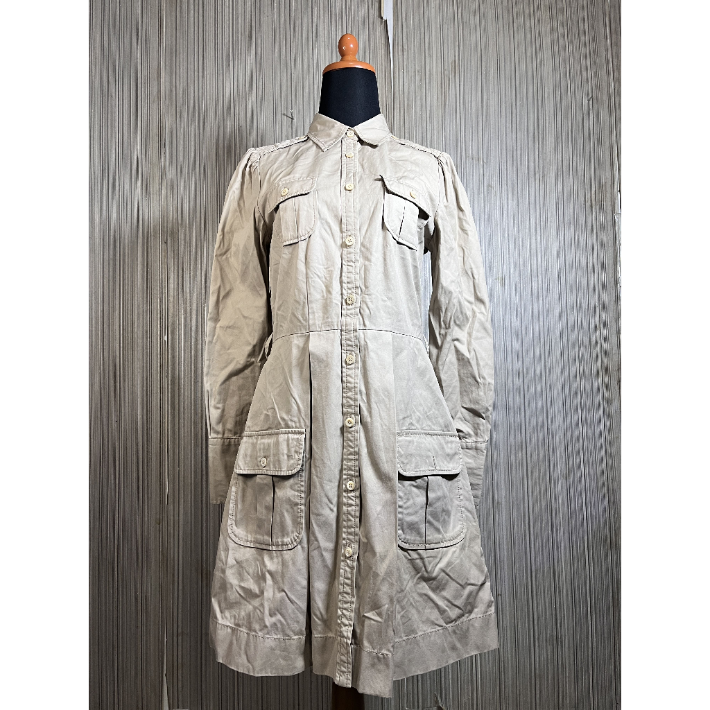 Polo Jeans Co. Ralph Lauren Khaki Safari Shirt Dress - Gaun Kemeja Cargo