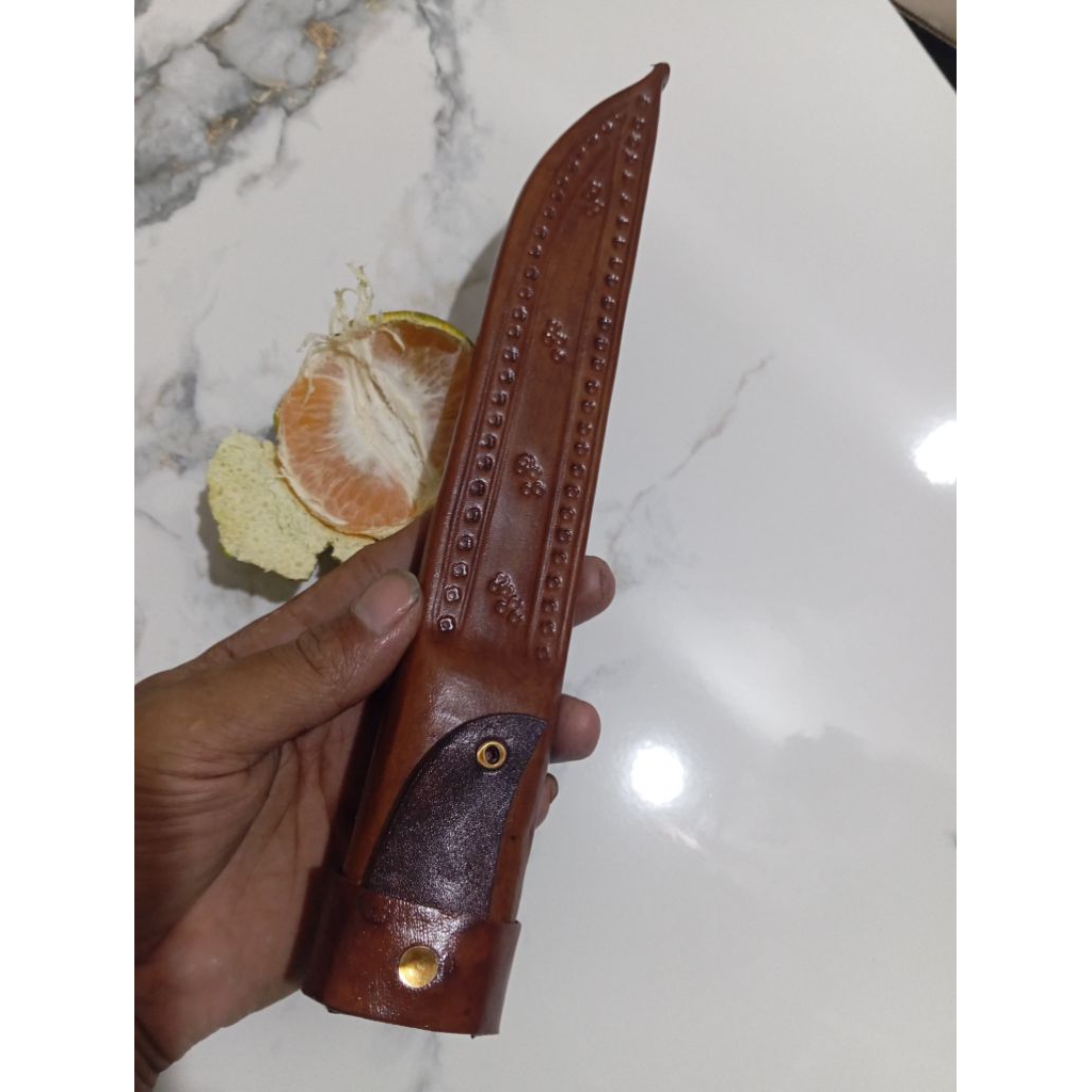 sarung pisau dari kulit sapi asli tebal untuk pisau panjang  17cm