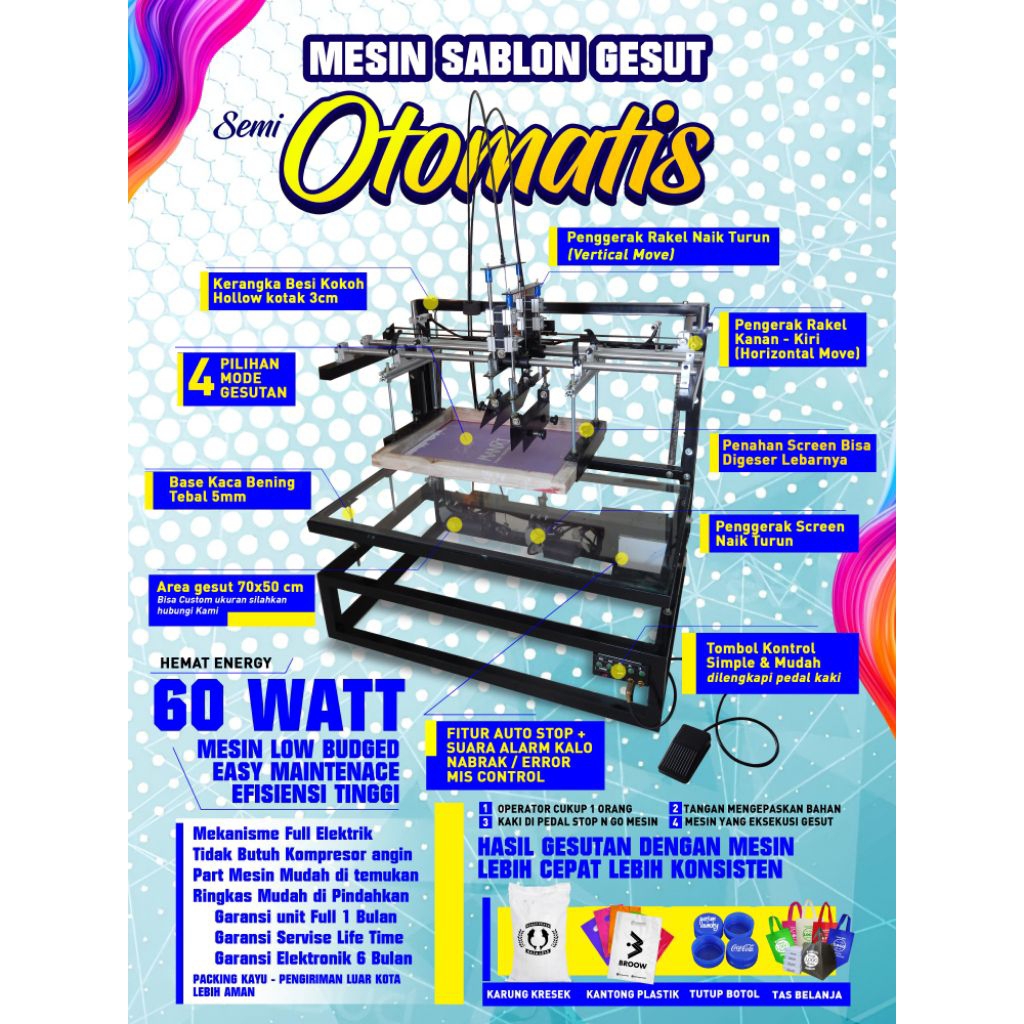 Mesin Sablon Gesut Semi Otomatis