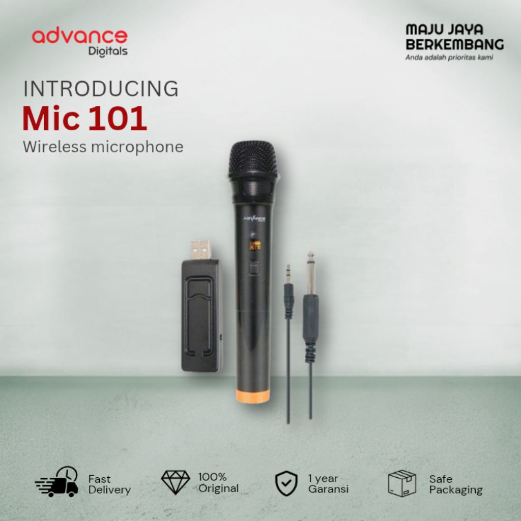 ADVANCE 101 Wireless Microphone UHF Mic Portable Karaoke System Bluetooth